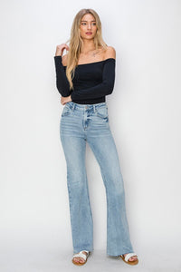 Risen PLUS High Rise Raw Cut Hem Bootcut Denim