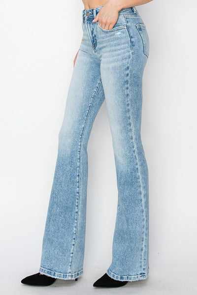 Risen High Rise Bootcut Light Wash Denim
