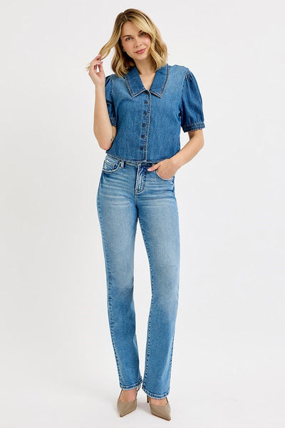 Risen Tummy Control High Rise Straight Jeans