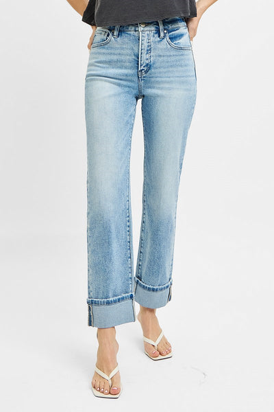 Risen Tummy Control High Rise Rolled Denim