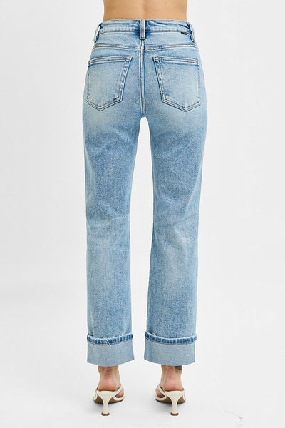 Risen Tummy Control High Rise Rolled Denim