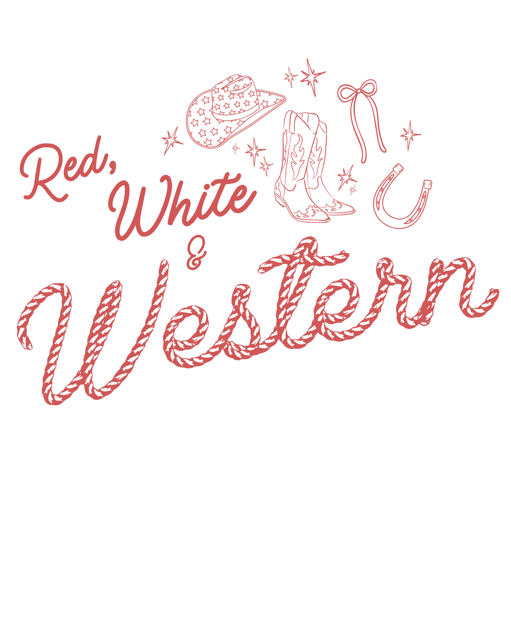 Red, White, & Western Print