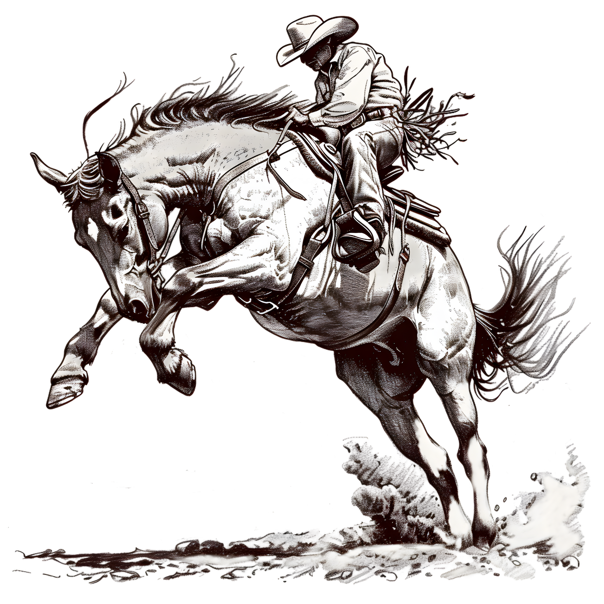 Rodeo Bucking Horse Print