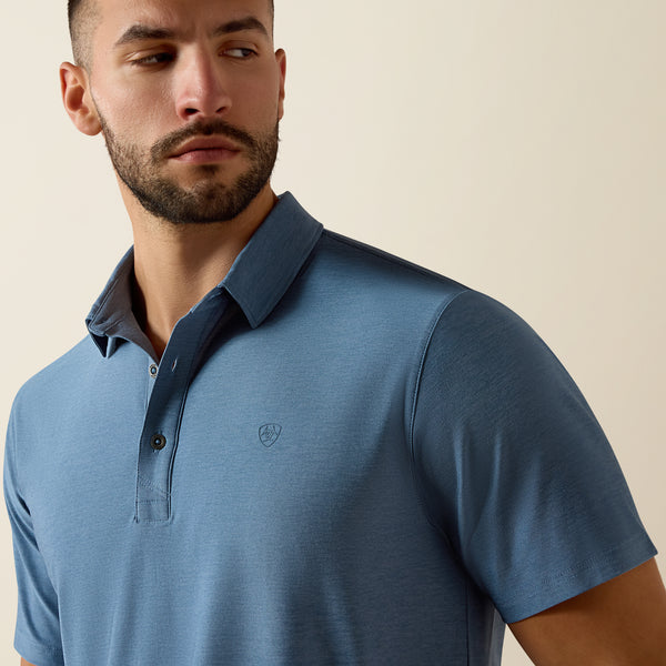 Ariat Men's Charger 2.0 Captains Blue Fitted Polo