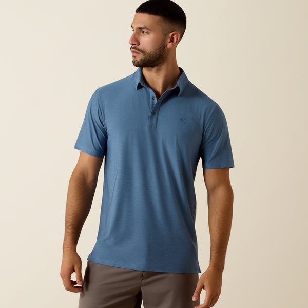 Ariat Men's Charger 2.0 Captains Blue Fitted Polo