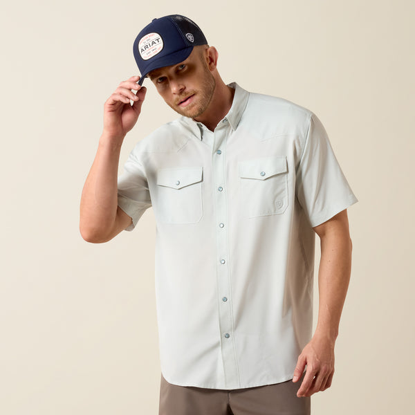May 26 10073498 Aqua Heather Ariat Men's Western VenTEK Classic Fit Shirt