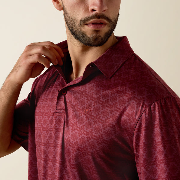 Ariat Men's All Over Print Heathered Classic Fit Polo