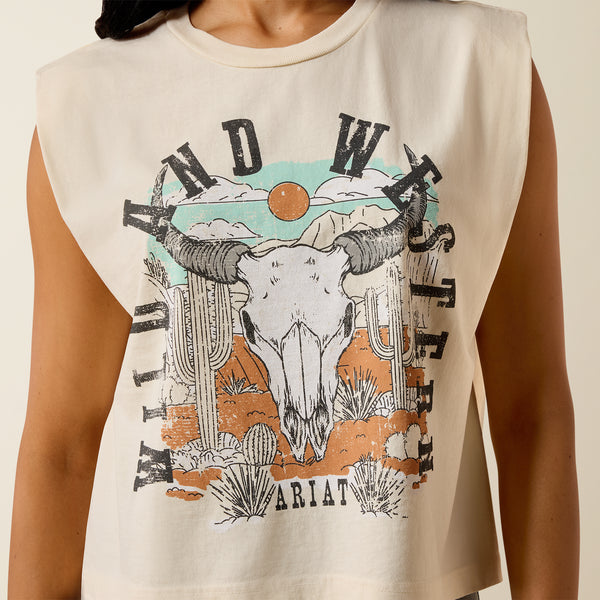 Ariat Women's Steer Skull Landscape Sleeveless T-Shirt