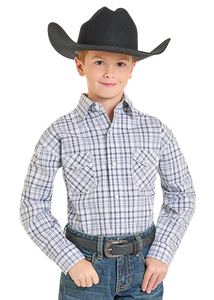 Boy's Panhandle Slim Plaid Snap Long Sleeve