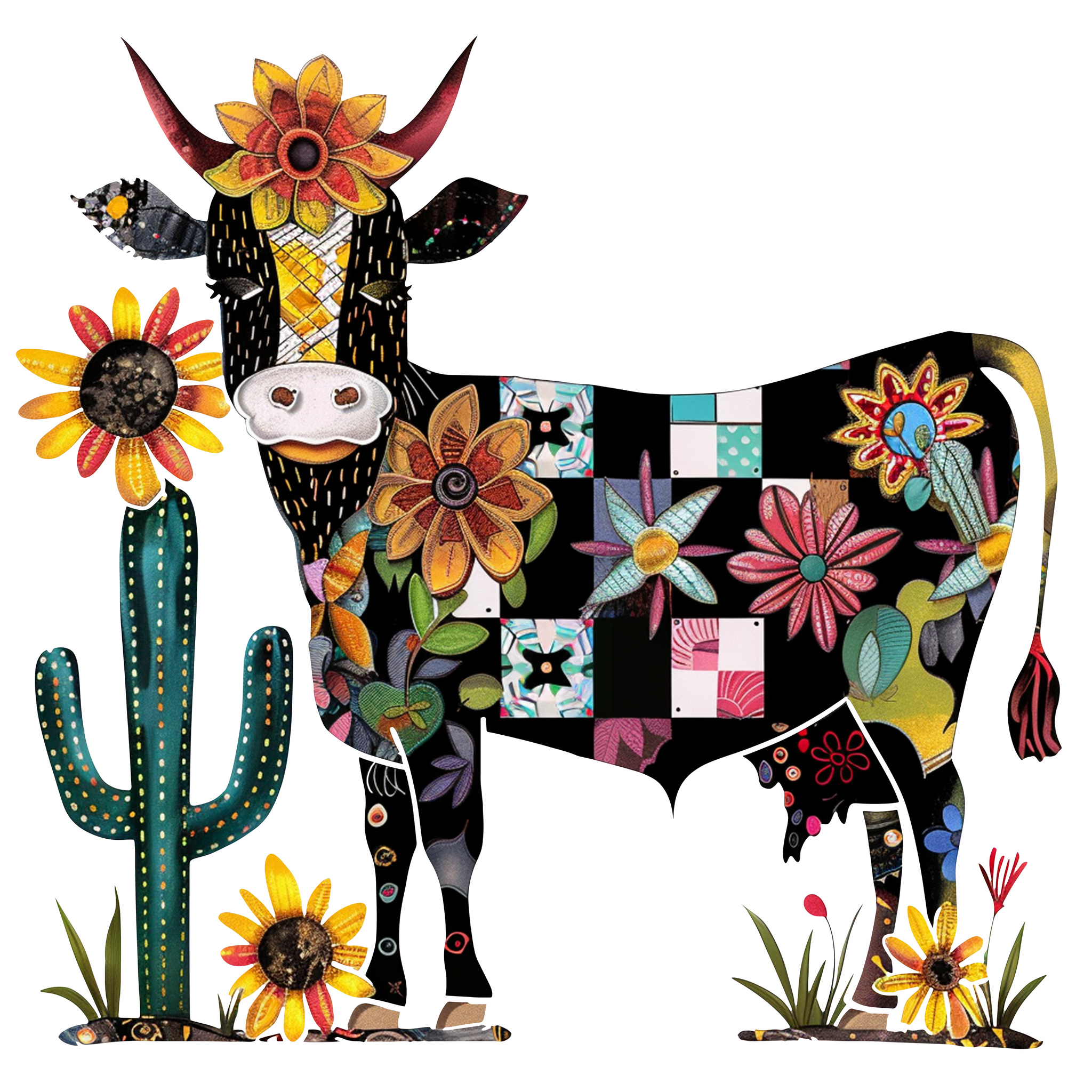 Sassy Quilt Cow T-Shirt Print