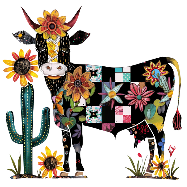 Sassy Quilt Cow T-Shirt Print
