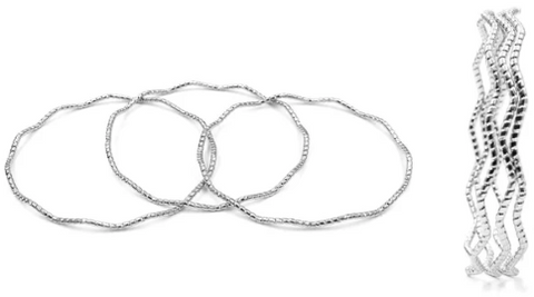 Silver Waved Set of 3 Bangles