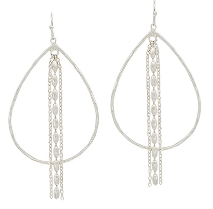 Open Teardrop with Textured Chain Earrings