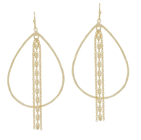 Open Teardrop with Textured Chain Earrings