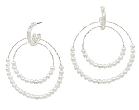 Thin Double Layered with Pearl Earrings