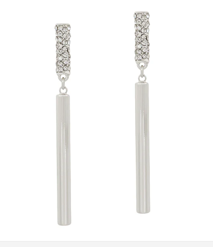 Rhinestone Cylinder Drop Earrings