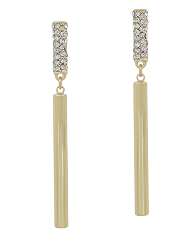 Rhinestone Cylinder Drop Earrings