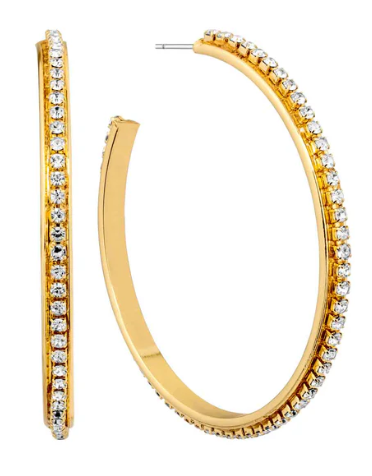 Thin Rhinestone Hoop Earrings