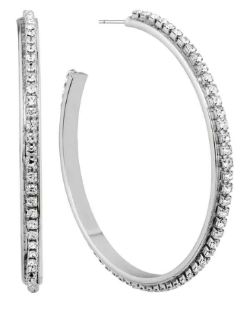 Thin Rhinestone Hoop Earrings