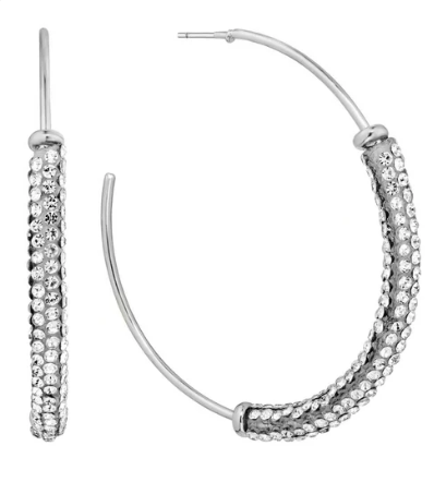 Thin Hoop With Rhinestone Tube Accent Earrings