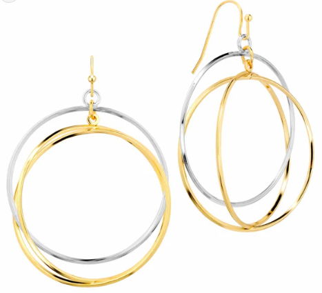 Gold and Silver Layered Circle Earrings