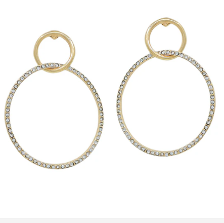 Stud Hoop With Rhinestone Circle Earrings