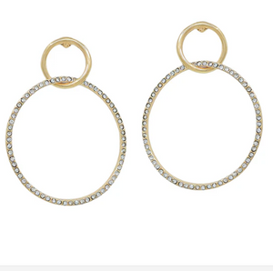 Stud Hoop With Rhinestone Circle Earrings