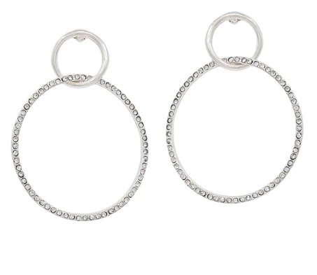 Stud Hoop With Rhinestone Circle Earrings