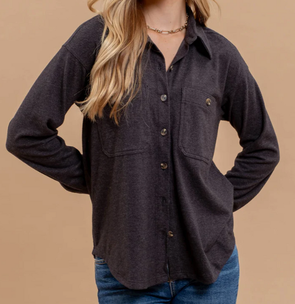 Solid Button Down Long Sleeve