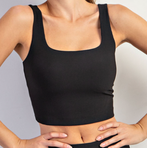 Ribbed Square Neck Crop Tank