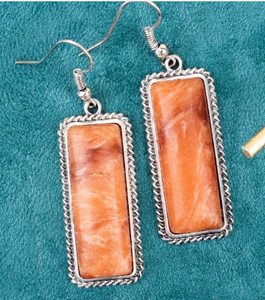 Orange Marbled Bar Earrings