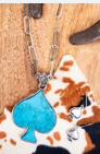 TIPI Power In Spades Turquoise Silvertone Necklace and Earring Set