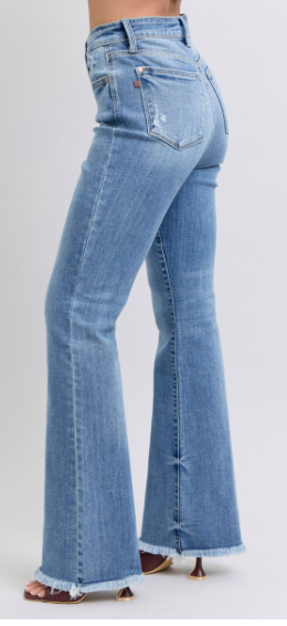 Judy Blue High Waist Bootcut w/Fray Hem Jeans