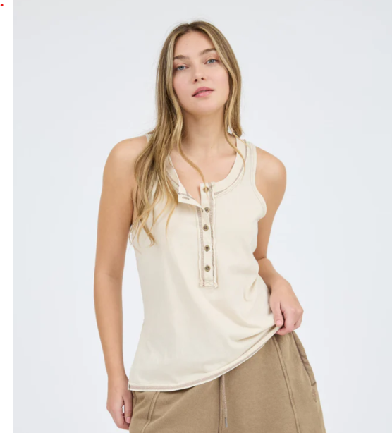Washed Henley Tank