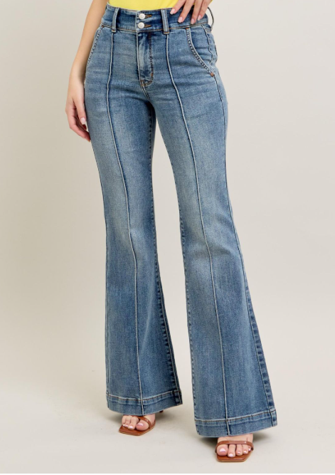 Judy Blue High Waist Front Seam Flare Jeans