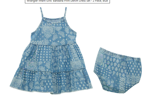 Wrangler Infant Girl's Bandana Print Denim Dress Set