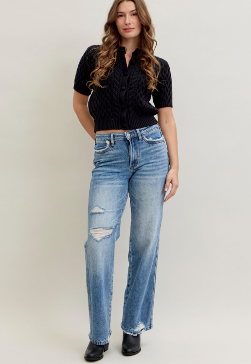 Judy Blue Mid Rise Rigid Magic Straight Jeans