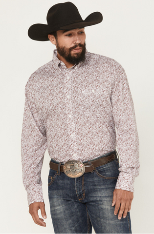 Men's Wrangler Burgandy Classic Long sleeve Shirt
