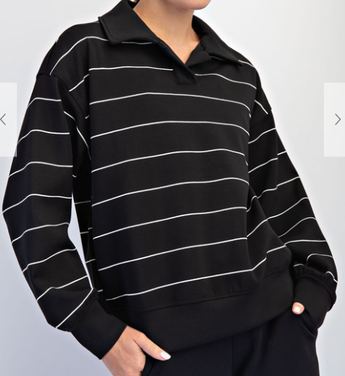 Modal Stripes Collared Crew