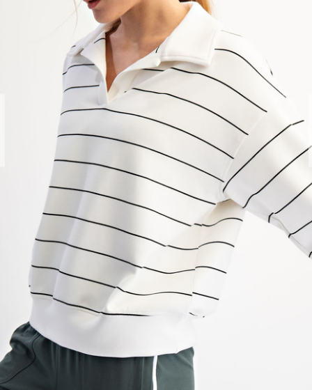 Modal Stripes Collared Crew