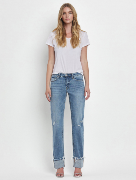 Lovervet MidRise Straight Leg Cuffed Denim