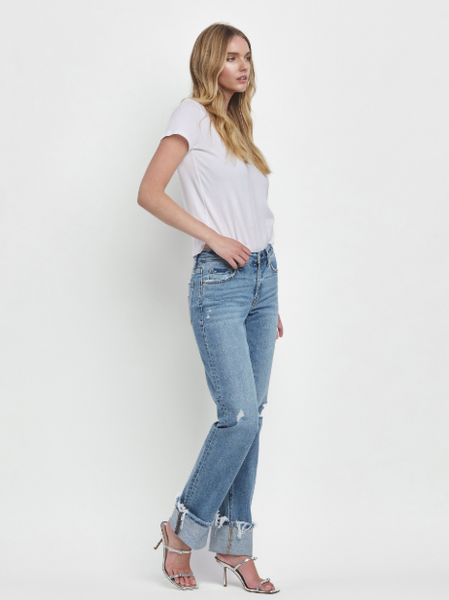 Lovervet MidRise Straight Leg Cuffed Denim