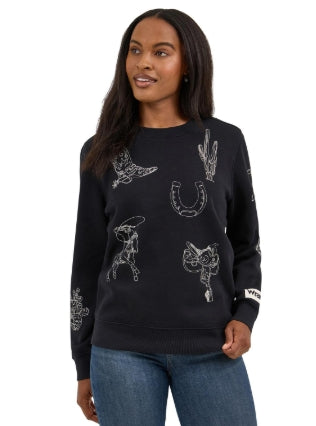 Ladies Wrangler Retro Conversational Print Crew