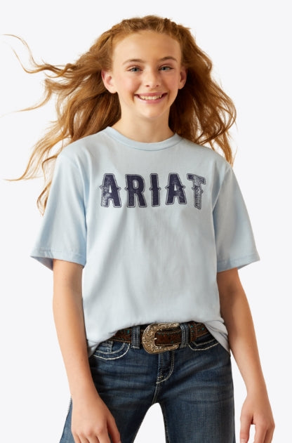 Girls Ariat Fancy Type Tee-Sky