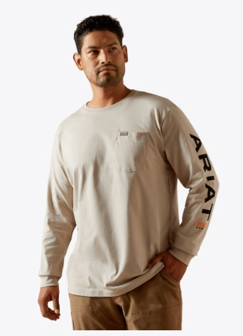 Men's Ariat Rebar Cotton Strong Standard Logo Long-Sleeve Pocket Tee