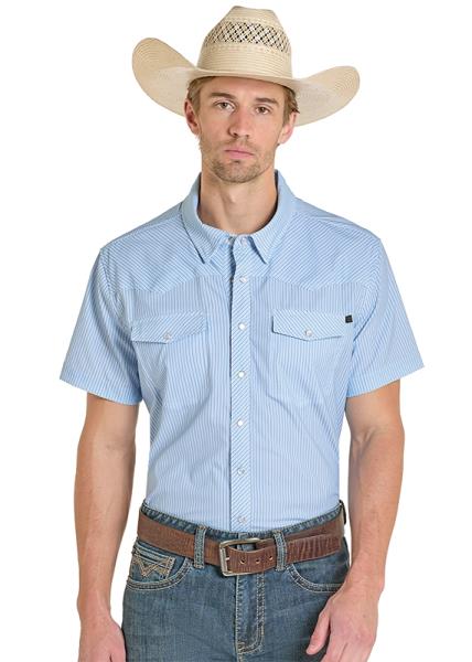 Men's Rock N' Roll Denim TEK Core Stripe Pearl Snap