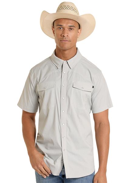 Men's Rock & Roll Denim TEK Core Grey Stripes Short Sleeve