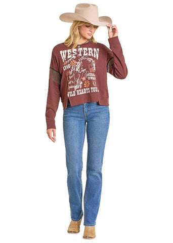 R&R Ladies Chain Fringe Crew