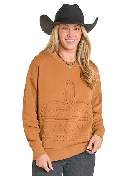 Ladies Panhandle Slim Embossed Boot Stitch Sweatshirt