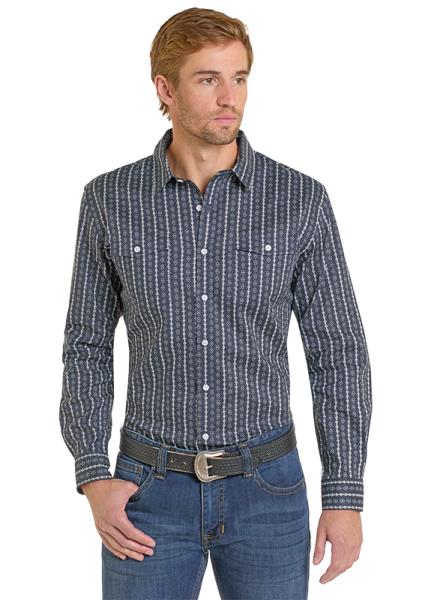 Panhandle Slim Men's Navy Detailed Lines Button Down